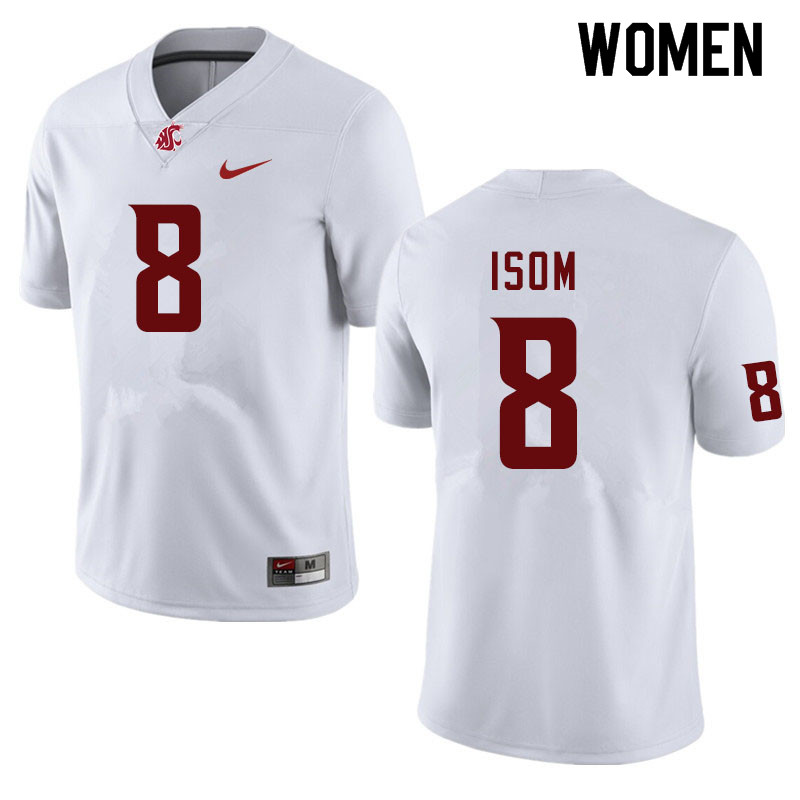 Women #8 Daniel Isom Washington State Cougars College Football Jerseys Sale-White - Click Image to Close